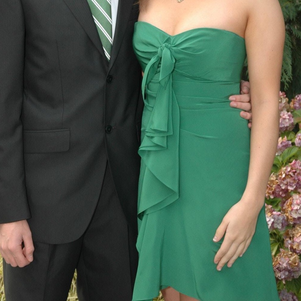 BCBG Silk Tie-Front Strapless Dress